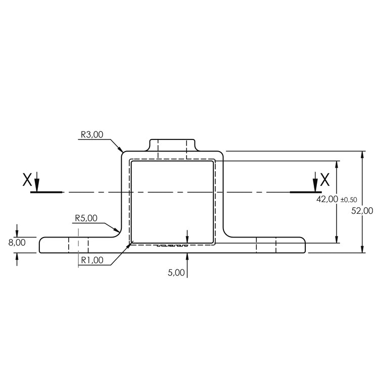 Ösenteil mit Doppellasche schwarz 40 mm quadratisch